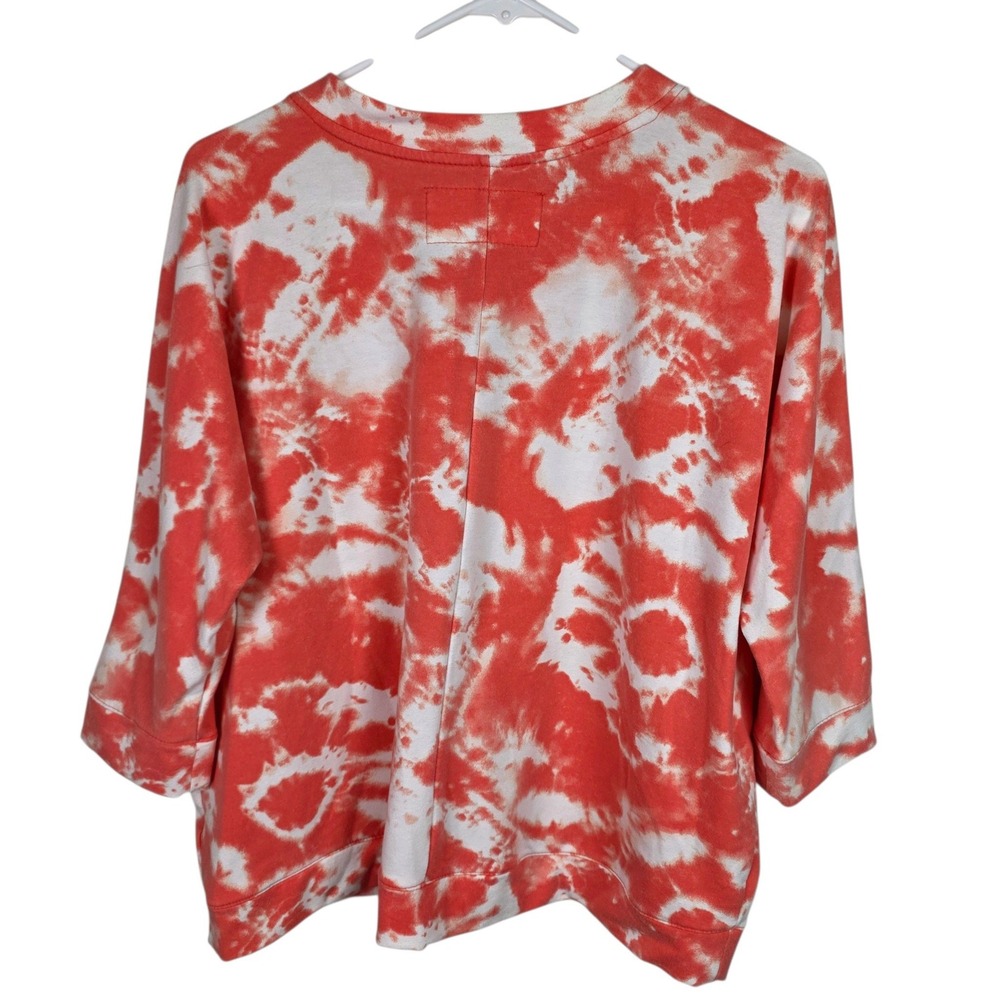 The Sweatshirt Project Lace Up Top Women L Orange Good Tie Dye 3/4 Sleeve - Picture 7 of 11